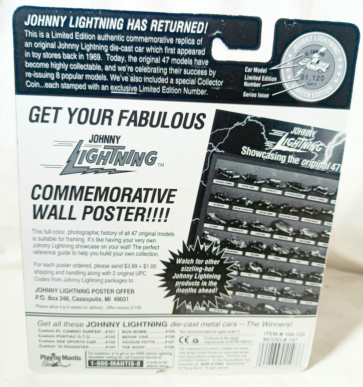 Johnny Lightning Commemorative Series B Vicious Vette Green 1993 - TulipStuff