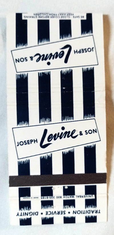 Joseph Levine & Sons Funeral Home Philadelphia Matchbook Cover 1980's - TulipStuff
