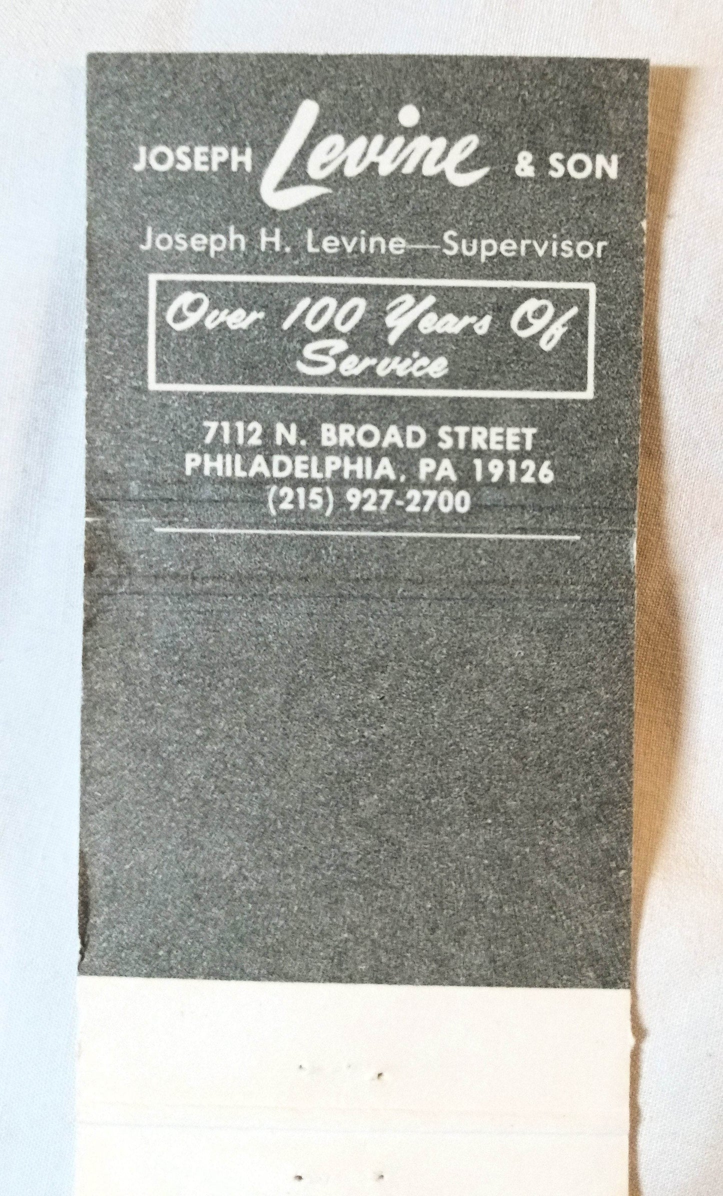 Joseph Levine & Sons Funeral Home Philadelphia Matchbook Cover 1980's - TulipStuff