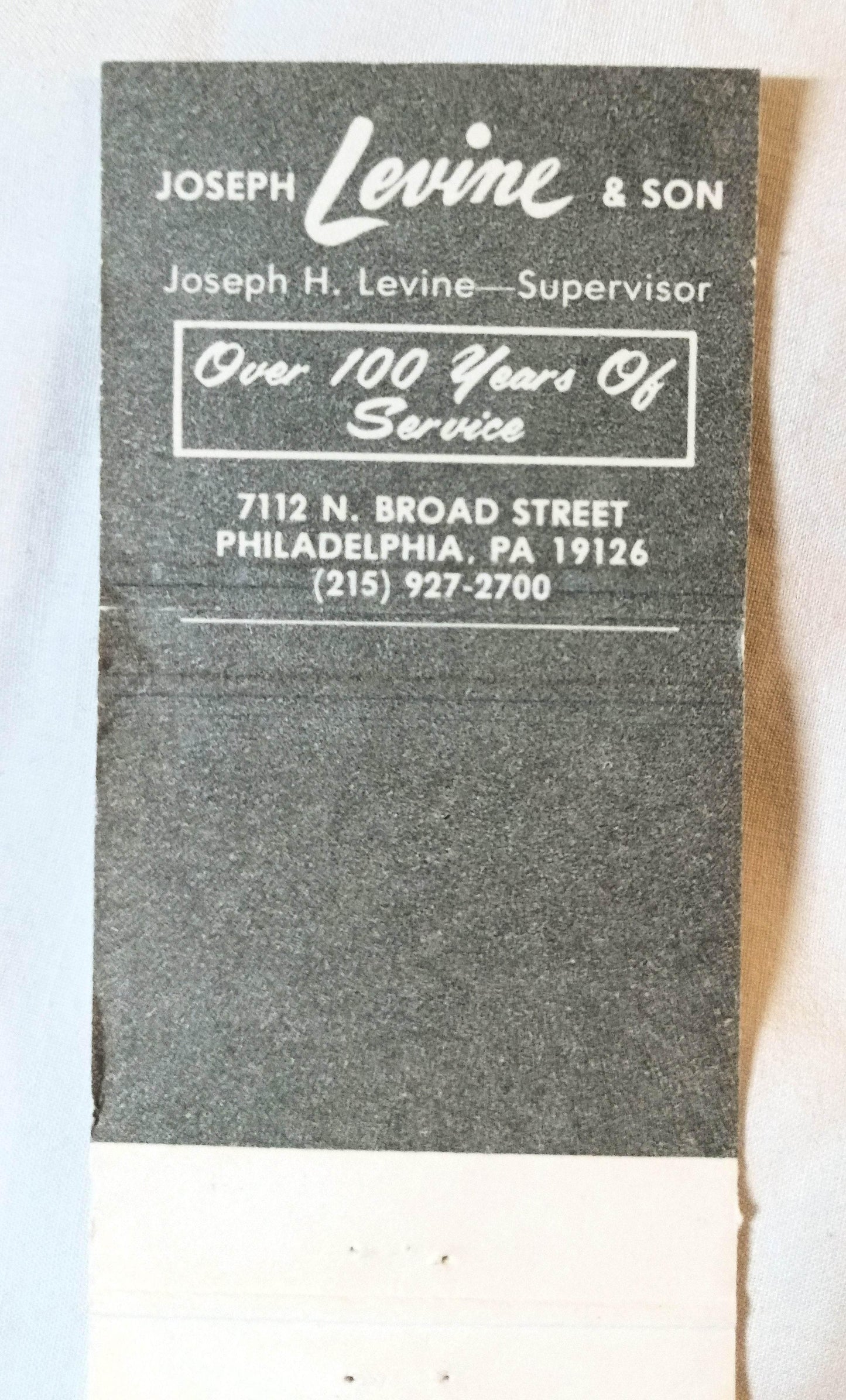 Joseph Levine & Sons Funeral Home Philadelphia Matchbook Cover 1980's - TulipStuff