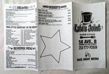 Load image into Gallery viewer, Kate's Joint Vegetarian Restaurant Avenue B NYC Takeout Menu 2007 - TulipStuff