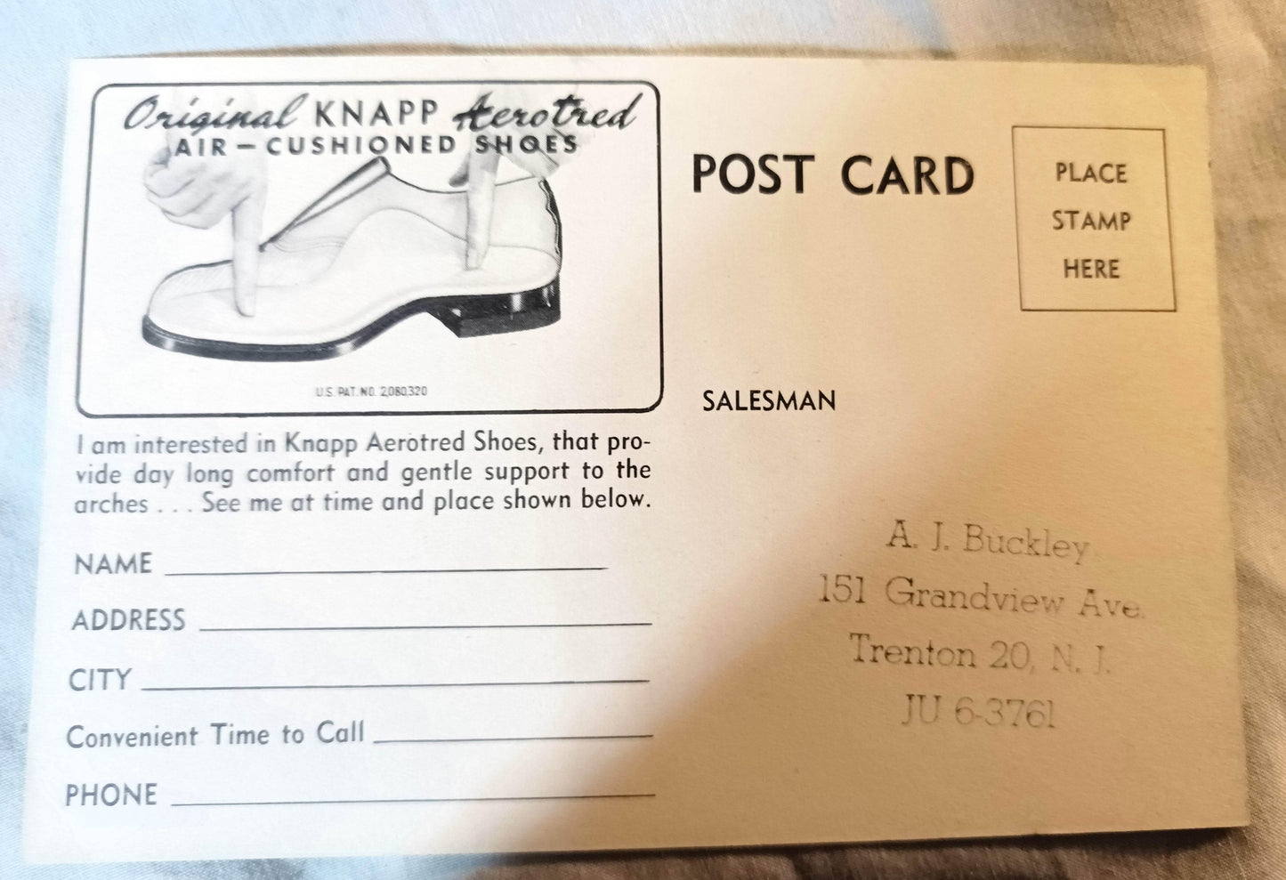 Knapp Aerotred Cushioned Shoes Factories Promo Postcard 1950's - TulipStuff