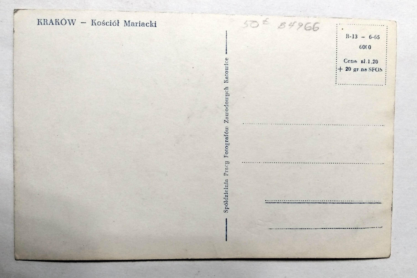 Kosciol Mariacki Saint Mary's Basilica Krakow Poland Postcard 1965 - TulipStuff