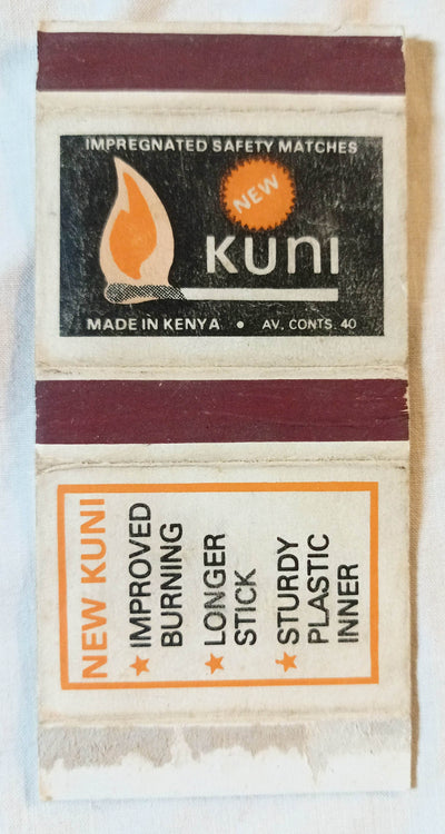 Kenya Kuni Impregnated Safety Matches Matchbook Cover 1970's - TulipStuff