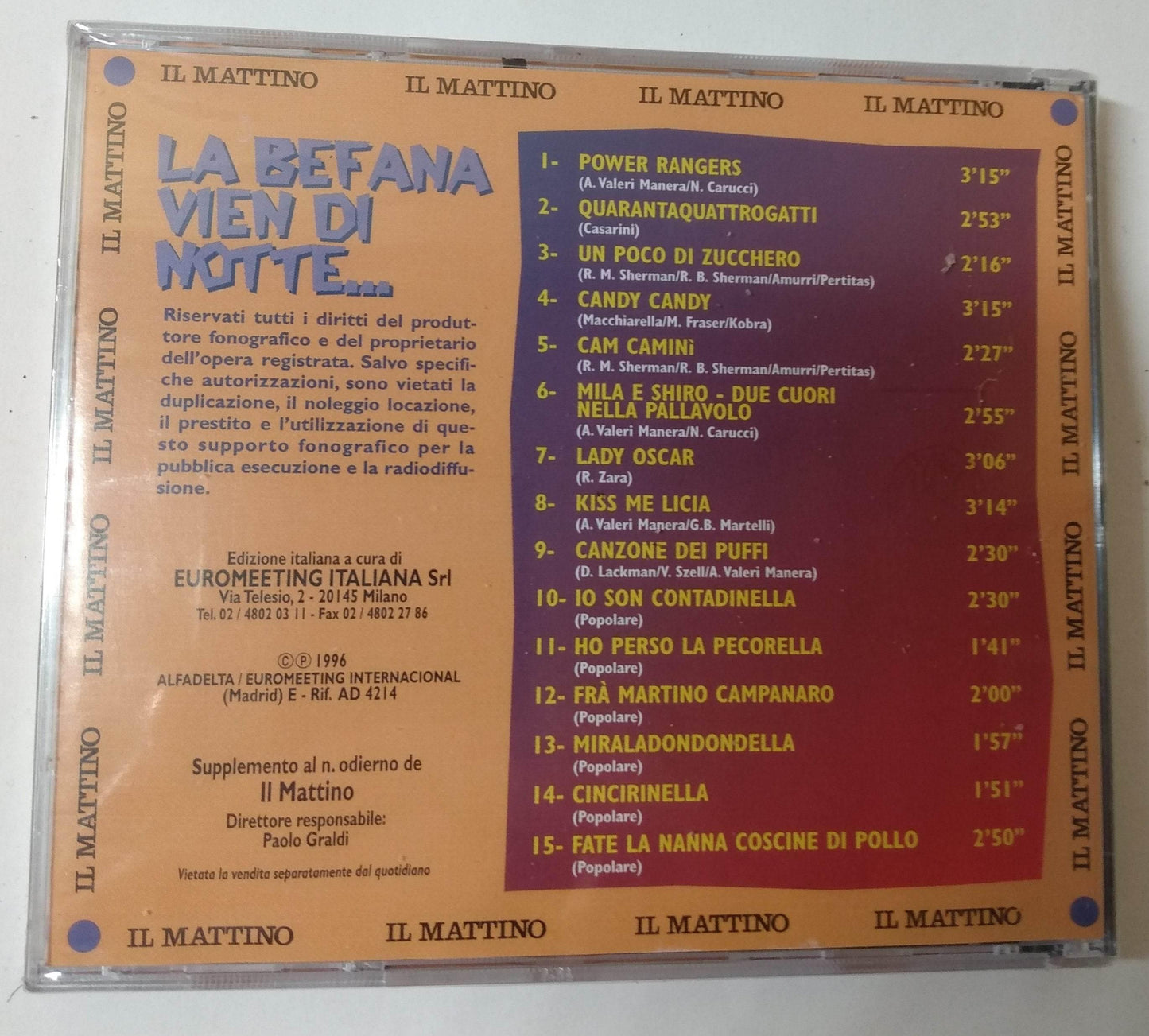 La Befana Vien Di Notte (Legend of the Epiphany Witch) Il Mattino Italy CD 1996 - TulipStuff