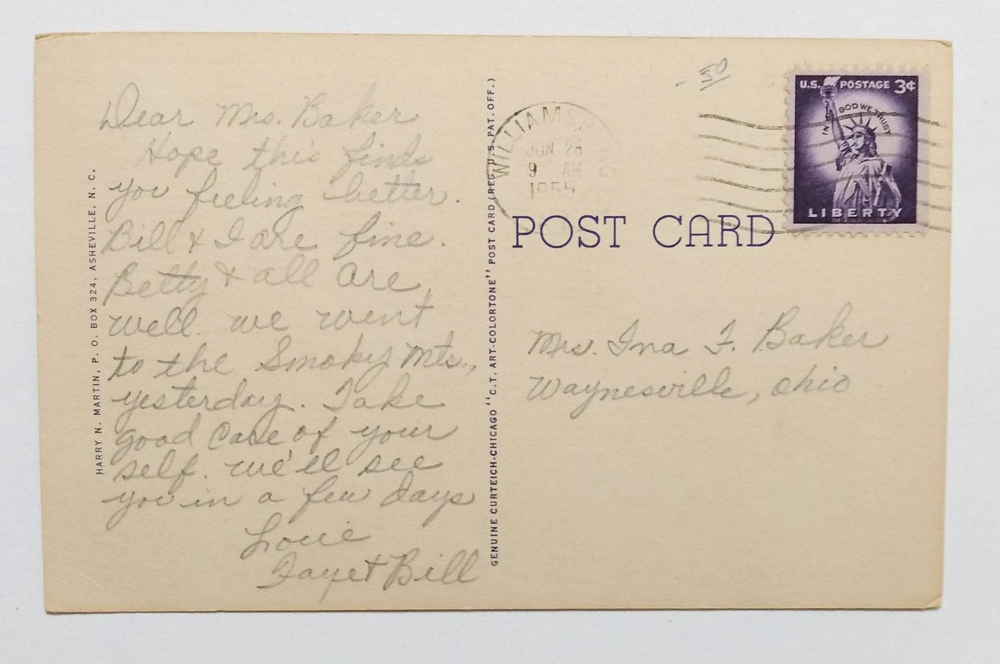 Laurel Falls Great Smoky Mountains National Park 1950's Linen Postcard - TulipStuff