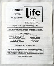 Load image into Gallery viewer, Life Cafe Ave B 10th St East Village NYC Restaurant Takeout Menu 2000's - TulipStuff