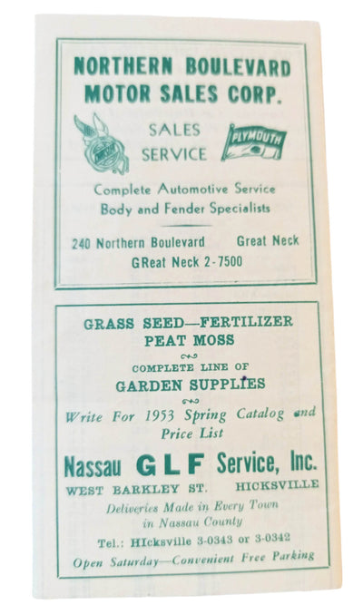 Long Island Railroad Great Neck Local Timetable July 1953 - TulipStuff
