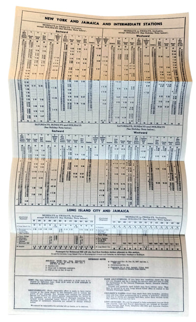 Long Island Railroad Brooklyn Long Island City Jamaica Timetable 1967 - TulipStuff