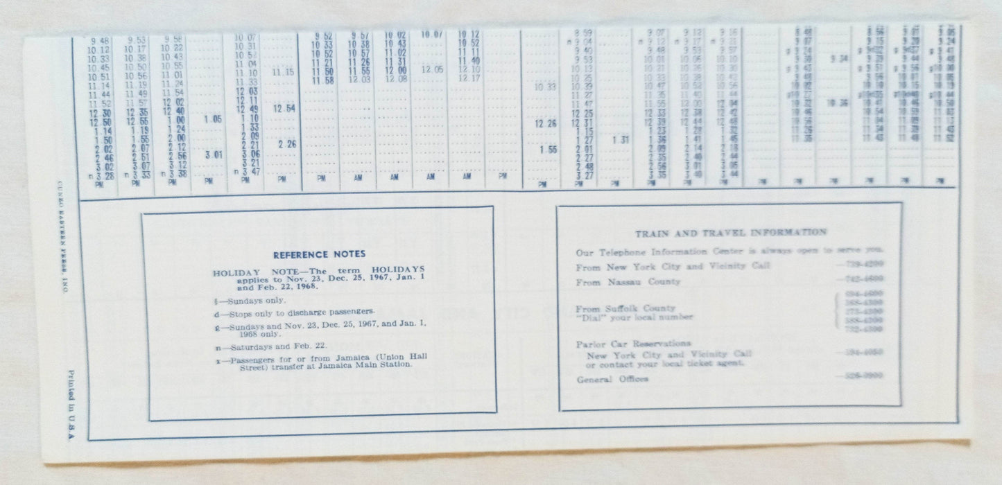 Long Island Railroad Brooklyn Long Island City Jamaica Timetable 1967 - TulipStuff