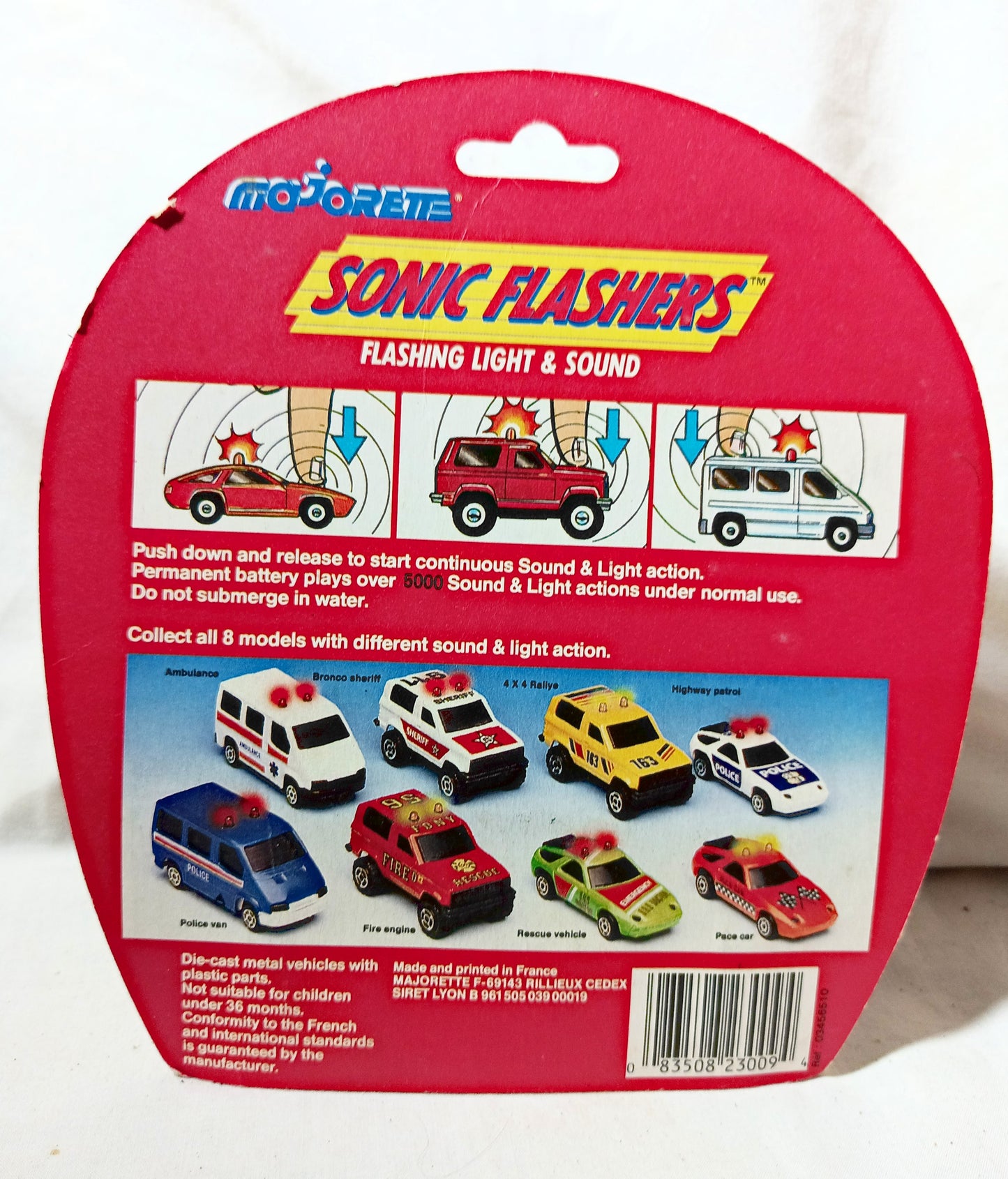 Majorette Sonic Flashers NYC EMS Ford Transit Ambulance France 1990 - TulipStuff