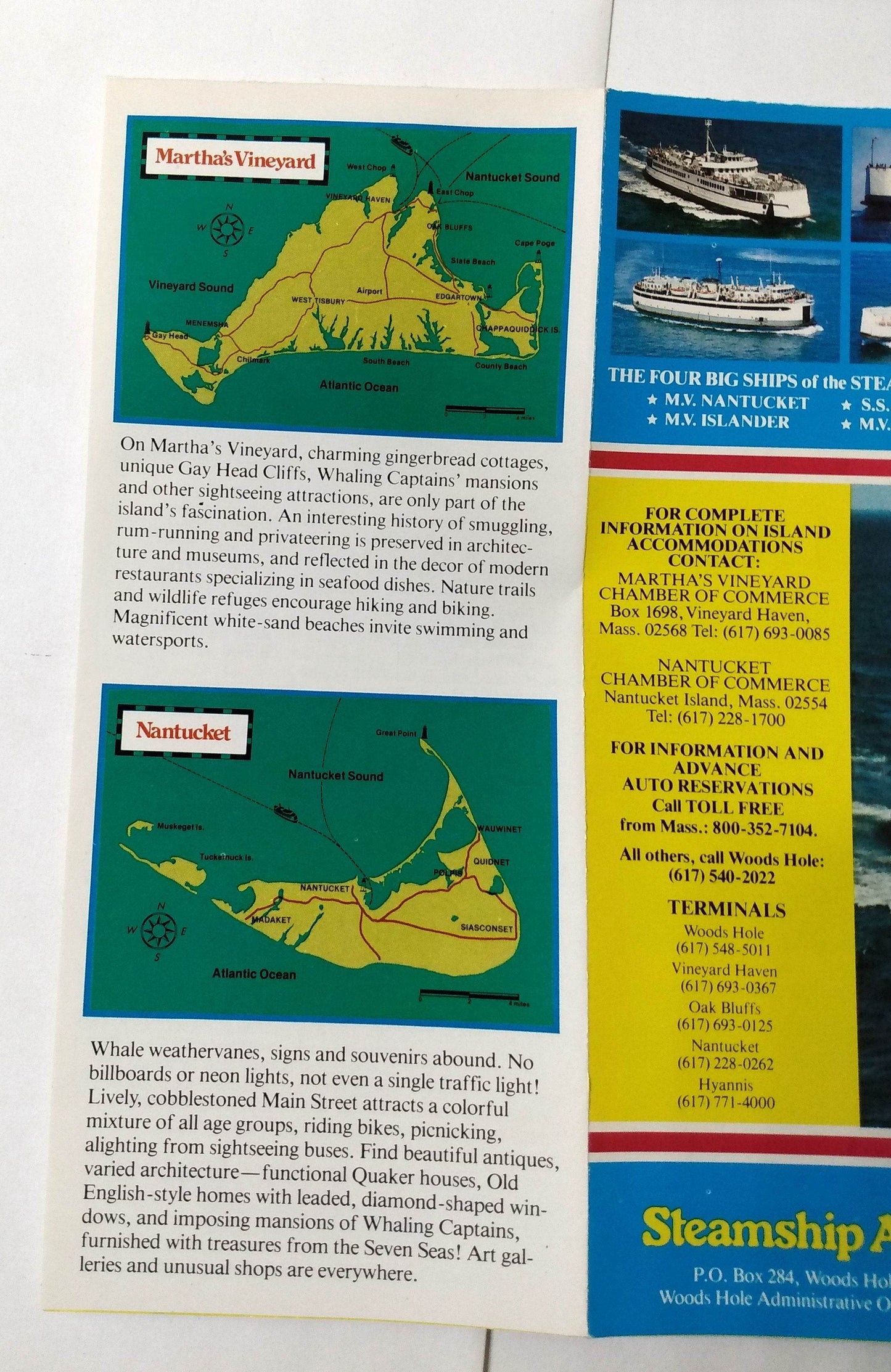 Martha's Vineyard and Nantucket Steamship Authority 1981 Schedule Brochure - TulipStuff