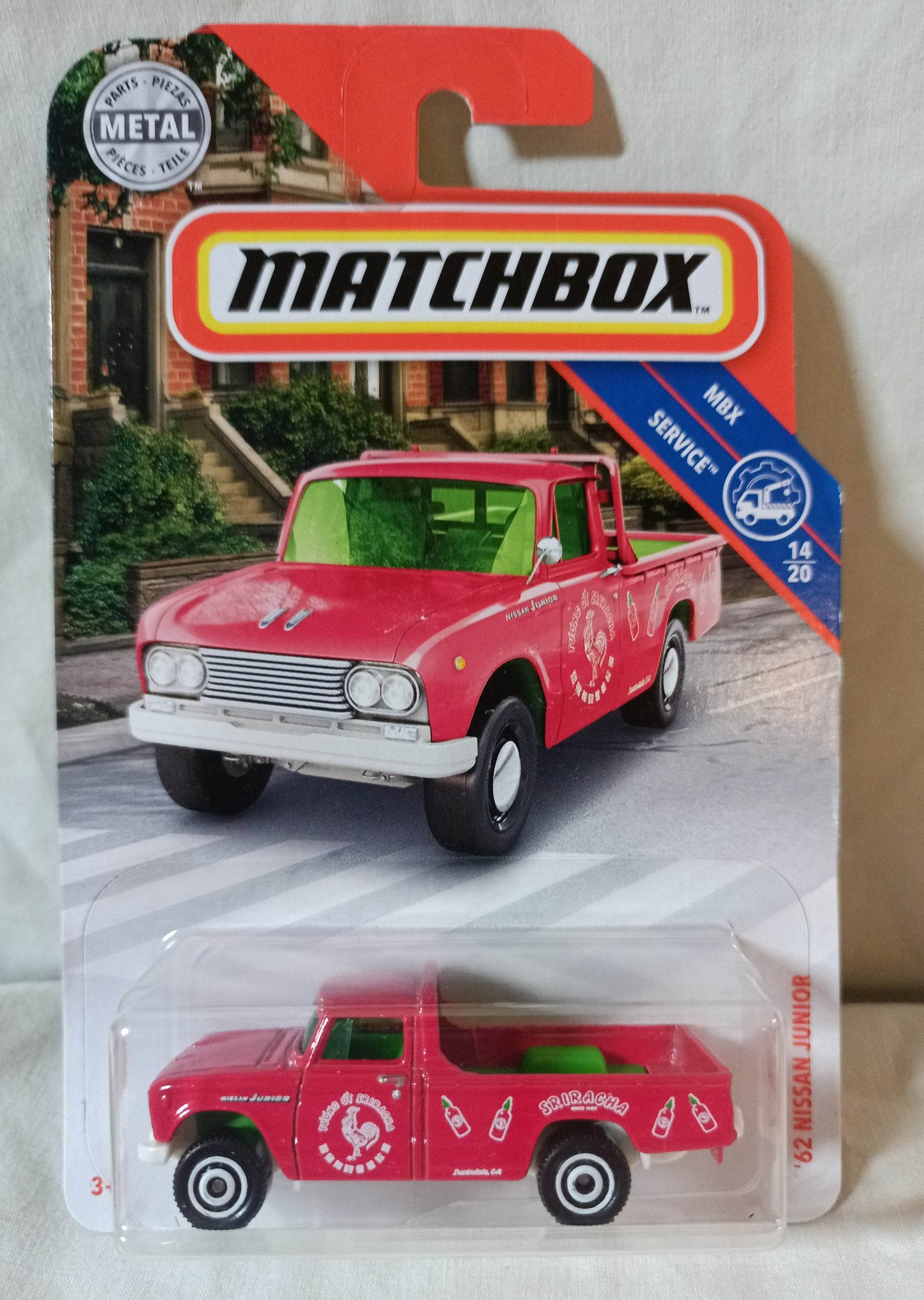 Matchbox '62 Nissan Junior Pickup Sriracha Hot Sauce MBX Service 2019 - TulipStuff