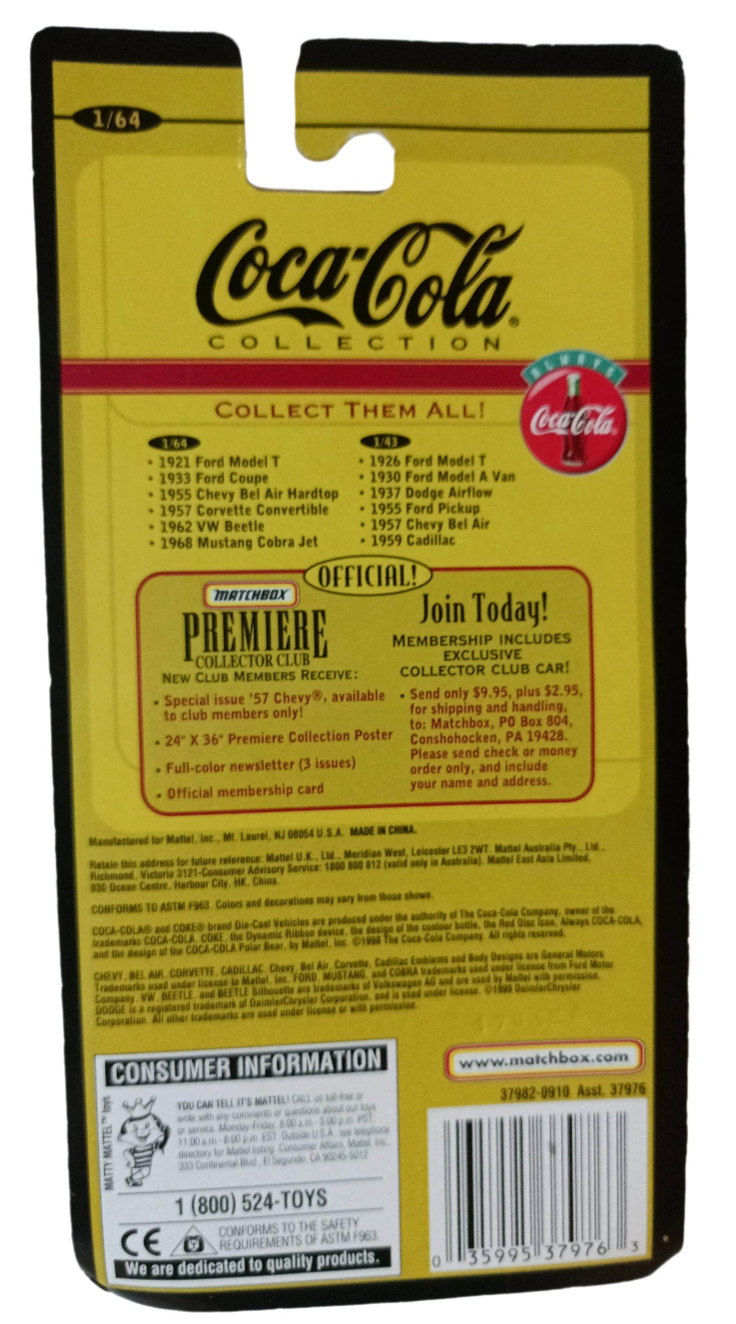 Matchbox Collectibles Coca-Cola Collection 1962 VW Beetle Volkswagen - TulipStuff