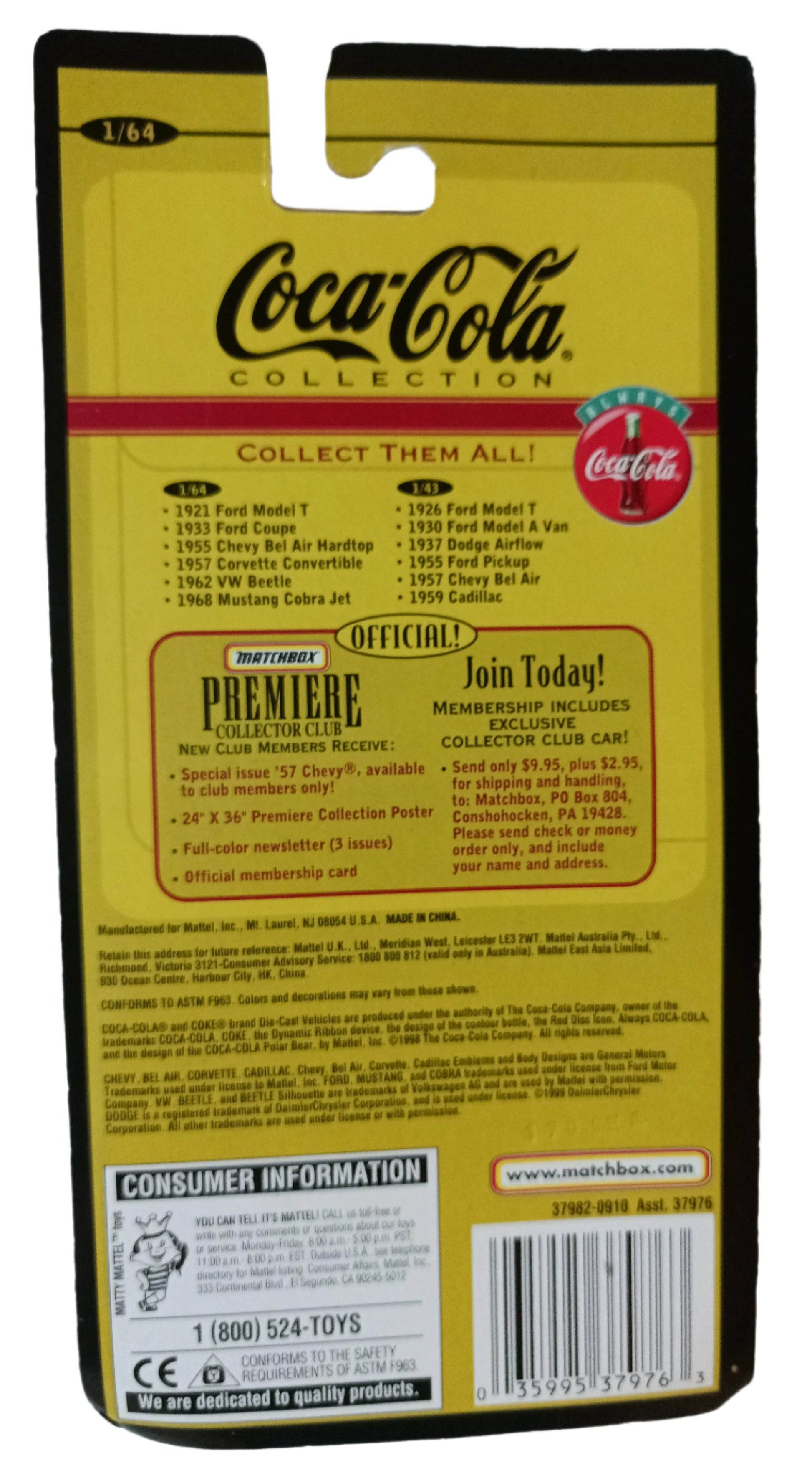 Matchbox Collectibles Coca-Cola Collection 1962 VW Beetle Volkswagen - TulipStuff