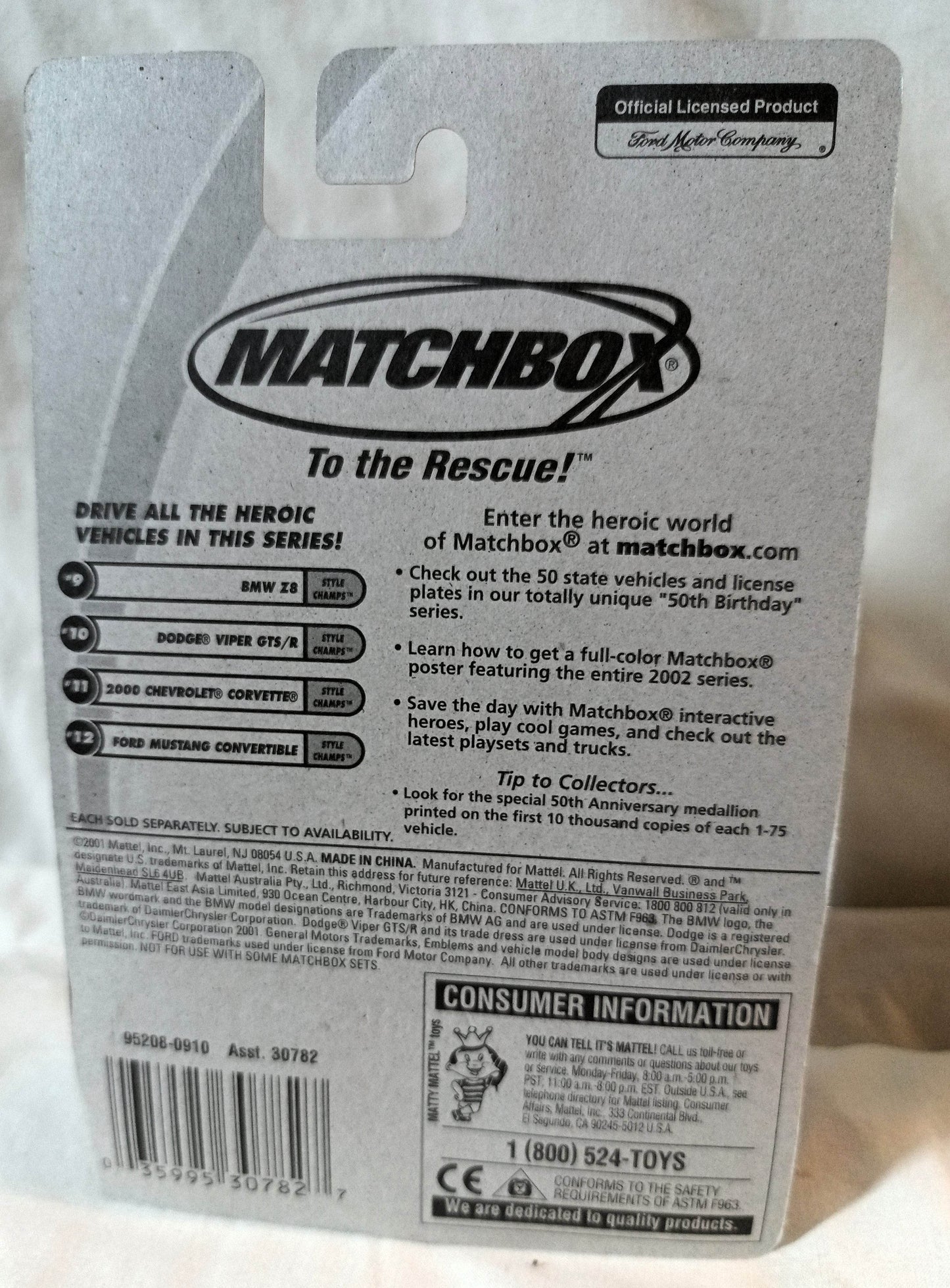 Matchbox 12 Ford Mustang Convertible Style Champs 50th Anniversary 2002 - TulipStuff