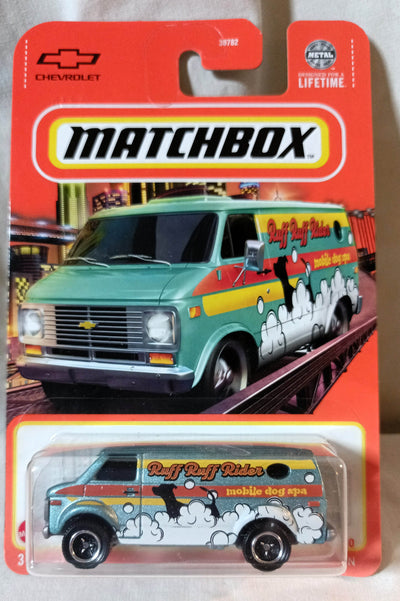 Matchbox #14 '75 Chevy Van Ruff Ruff Rider Mobile Dog Spa 2024 - TulipStuff