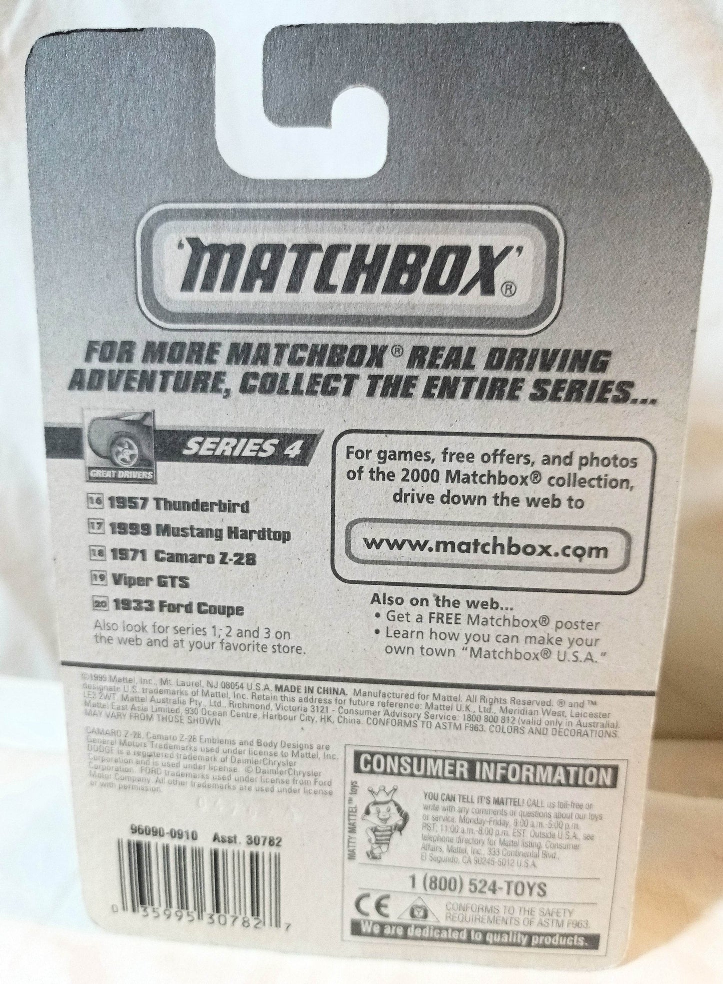 Matchbox #17 Ford 1999 Mustang HardtopGreat Drivers Series 2000 - TulipStuff