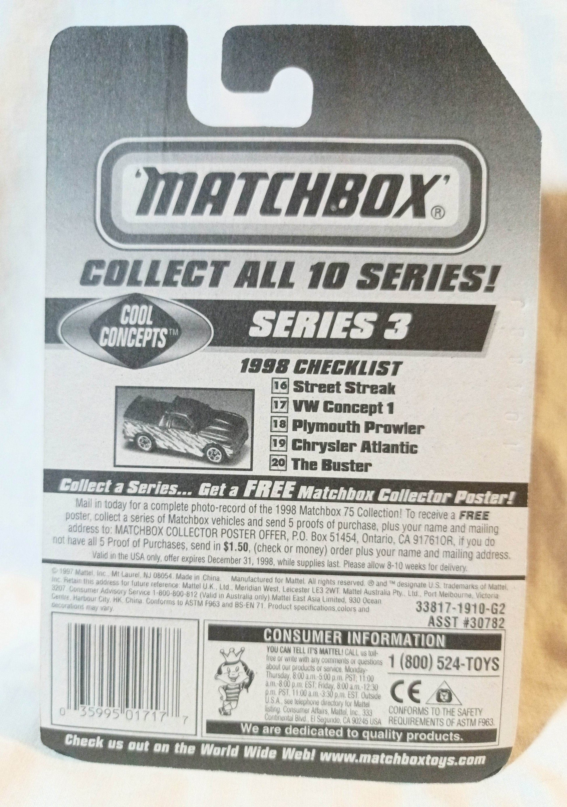 Matchbox #17 Volkswagen VW Concept 1 Cool Concepts Series 1998 - TulipStuff