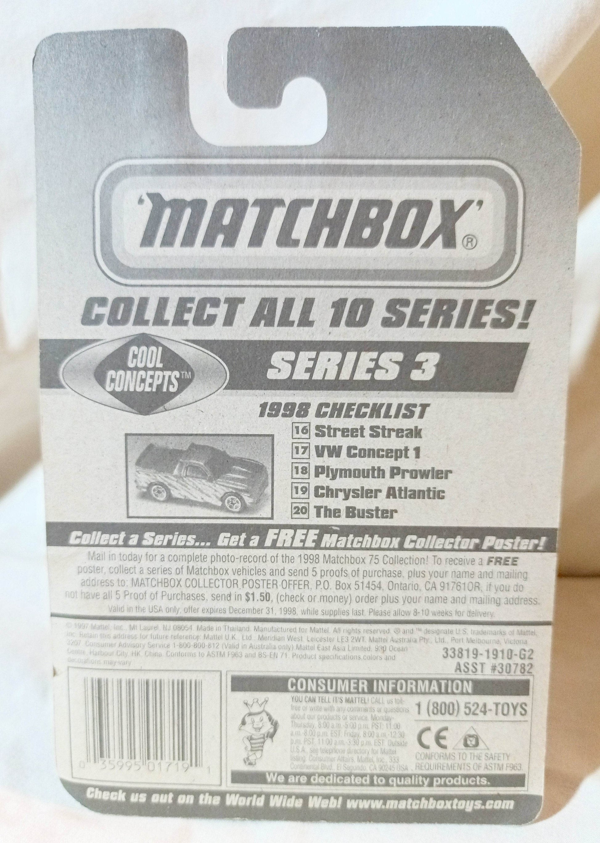Matchbox 7 Chrysler Atlantic Sports Car Cool Concepts 3 Series 1998 - TulipStuff