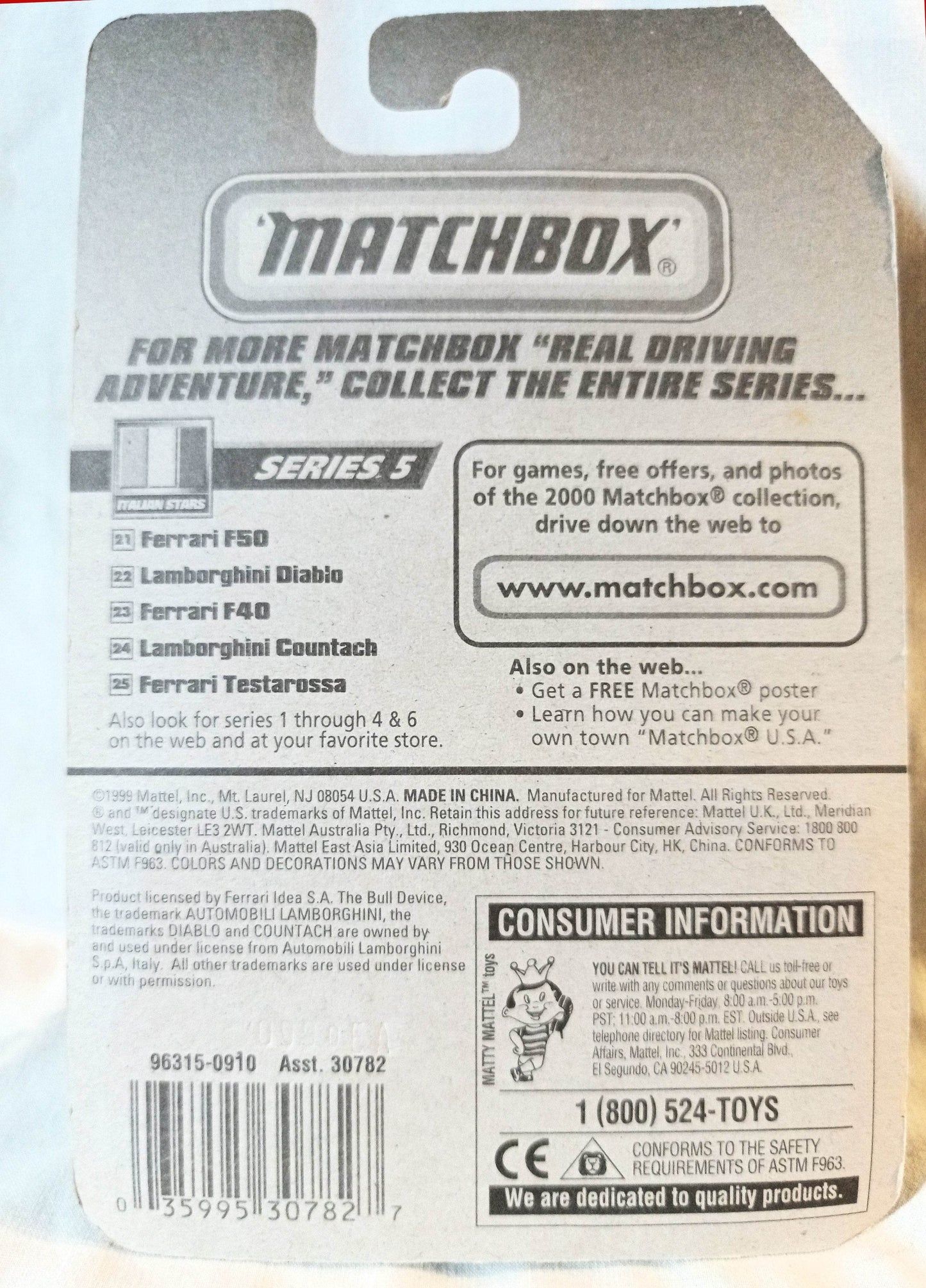 Matchbox 24 Italian Stars Lamborghini Countach LP500S Sports Car 2000 - TulipStuff