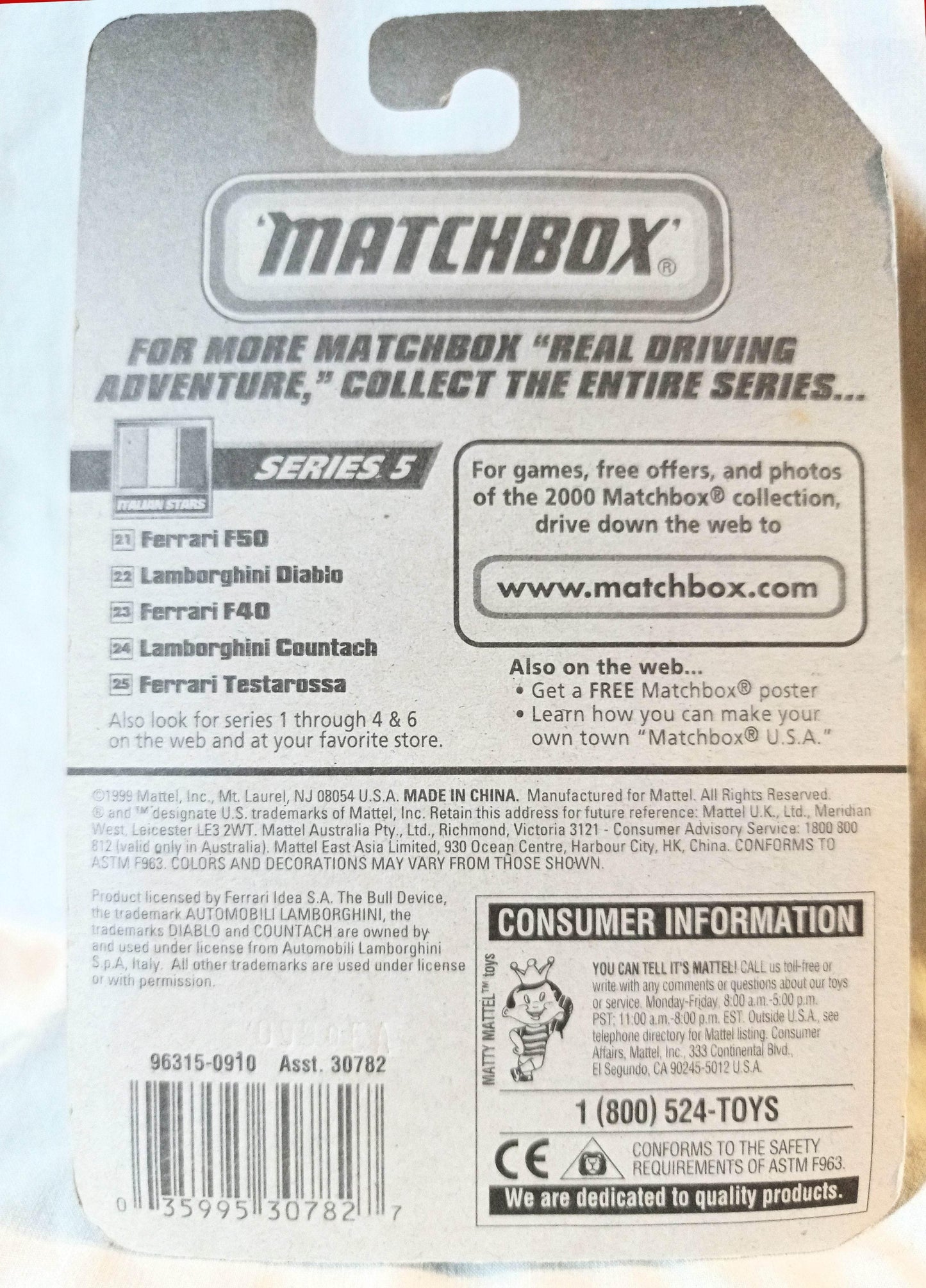 Matchbox 24 Italian Stars Lamborghini Countach LP500S Sports Car 2000 - TulipStuff