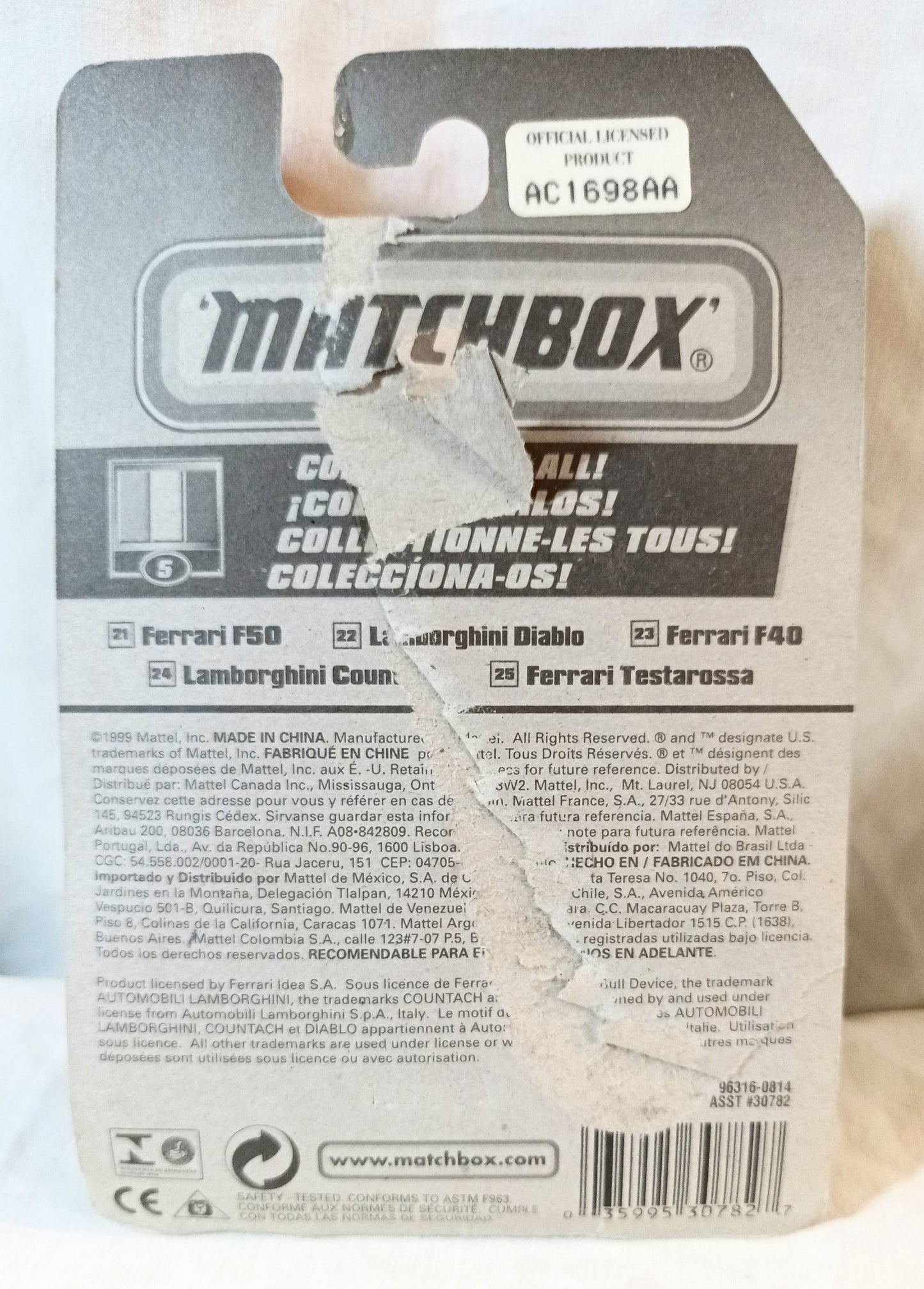 Matchbox 25 Italian Stars Ferrari Testarossa Sports Car 2000 - TulipStuff