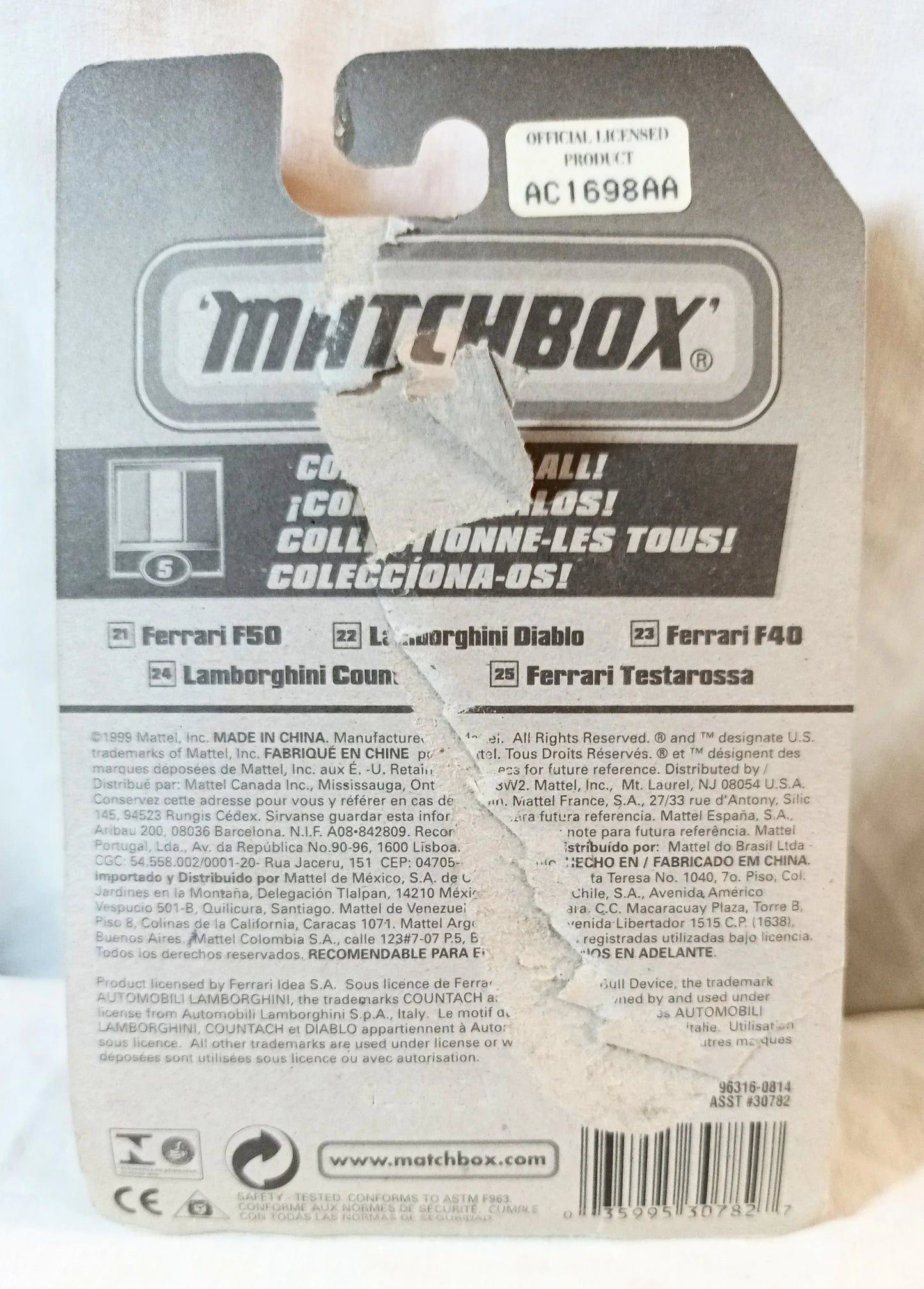 Matchbox 25 Italian Stars Ferrari Testarossa Sports Car 2000 - TulipStuff