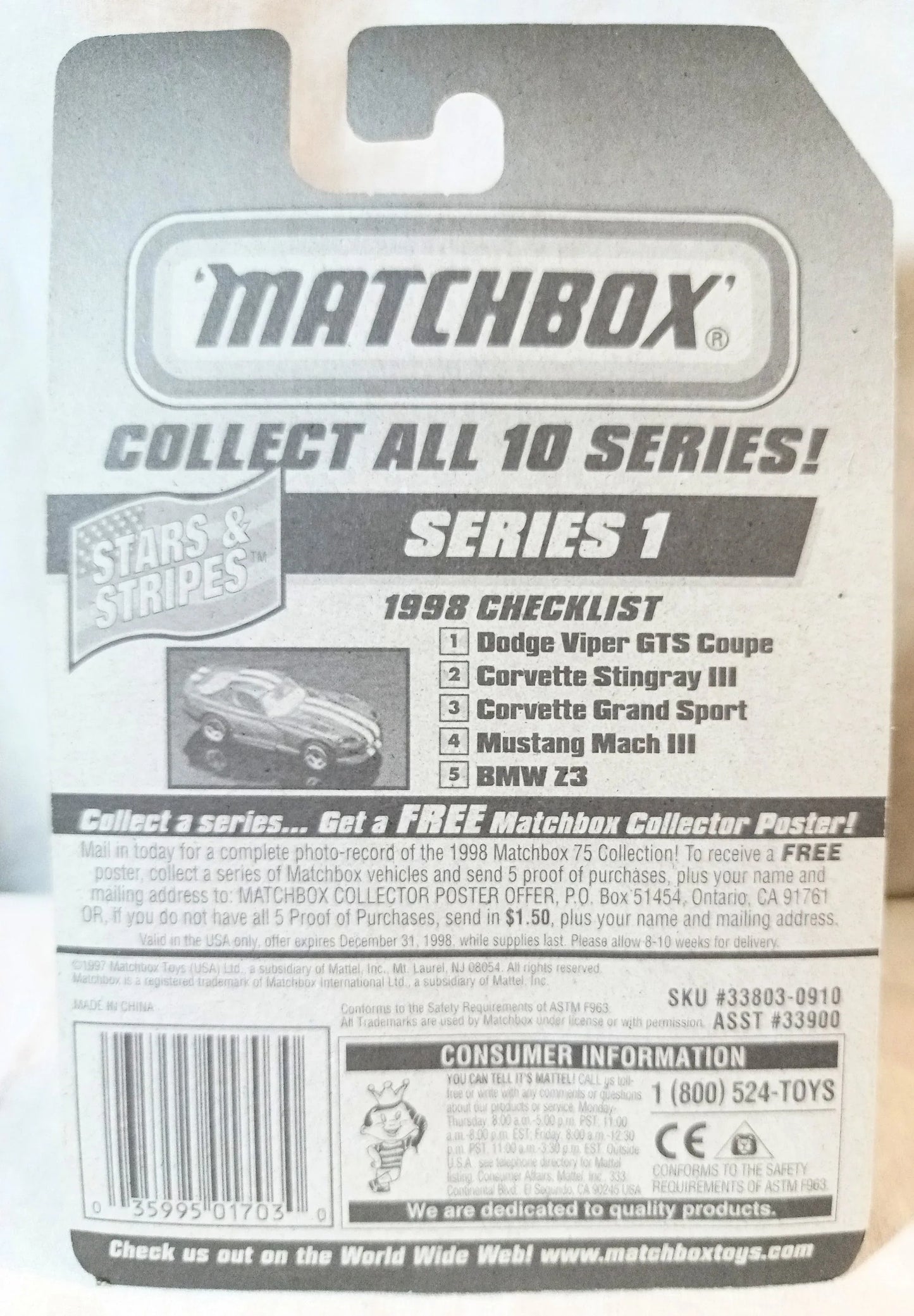 Matchbox #3 Chevrolet Corvette Grand Sport Stars and Stripes 1998 - TulipStuff