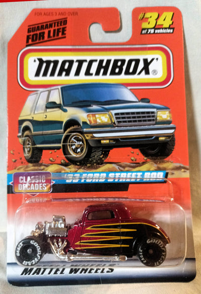 Matchbox #34 '33 Ford Street Rod Classic Decades Series 1998 - TulipStuff