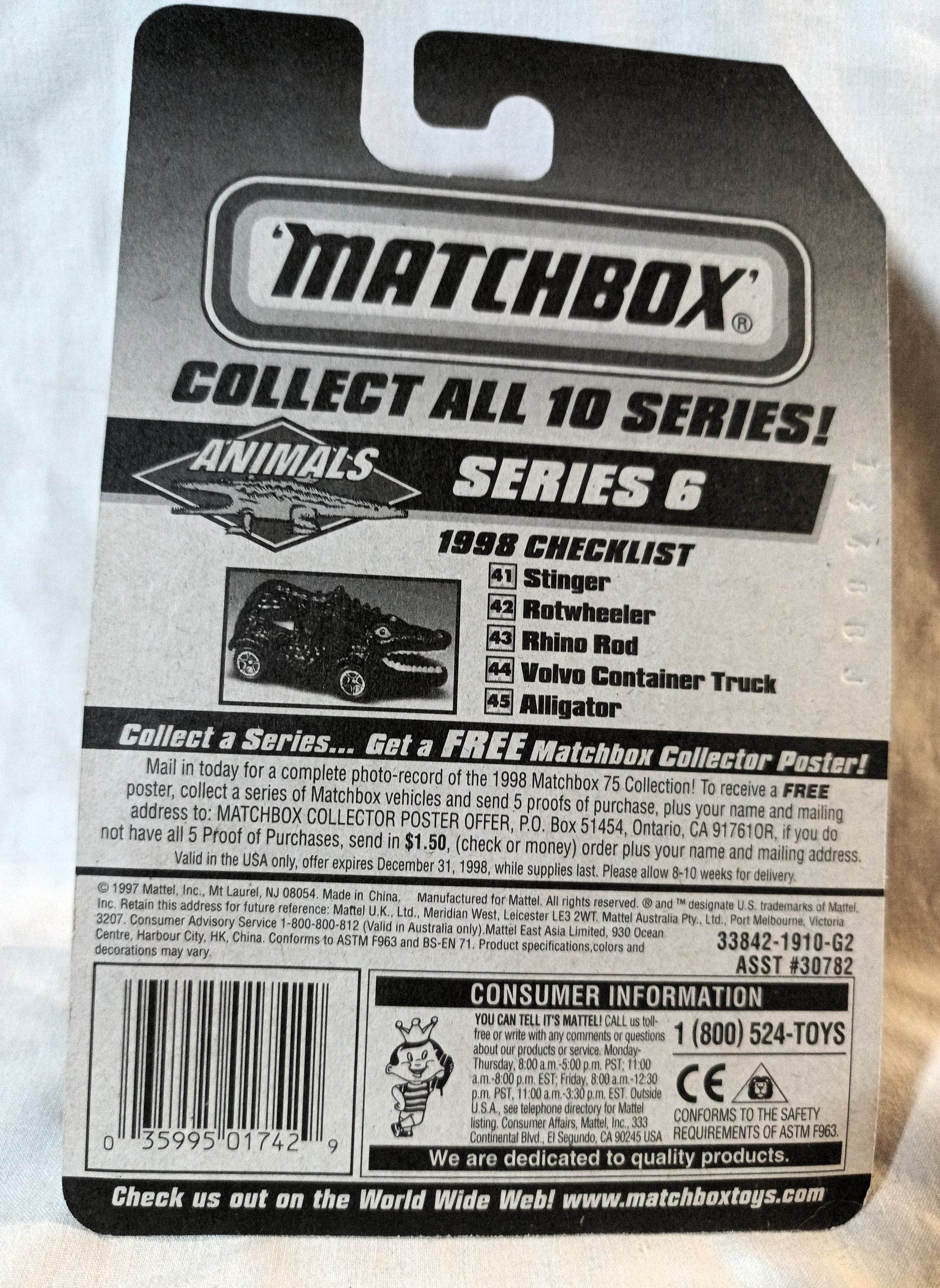 Matchbox 42 Rotwheeler Dog Concept Car Animals Series 1998 - TulipStuff