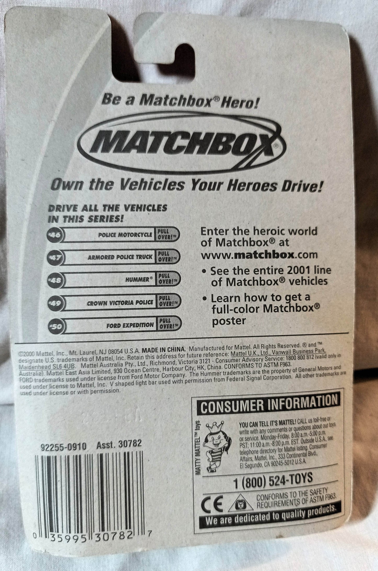 Matchbox 46 Pull Over Series! Police Motorcycle 2001 - TulipStuff