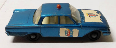 Lesney Matchbox 55 Ford Fairlane Police Car England 1963 - TulipStuff