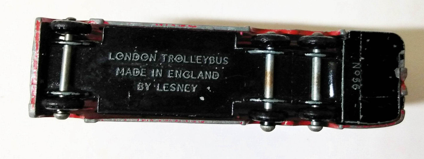 Lesney Matchbox 56 London Trolley Bus Peardrax England 1958 bpw - TulipStuff
