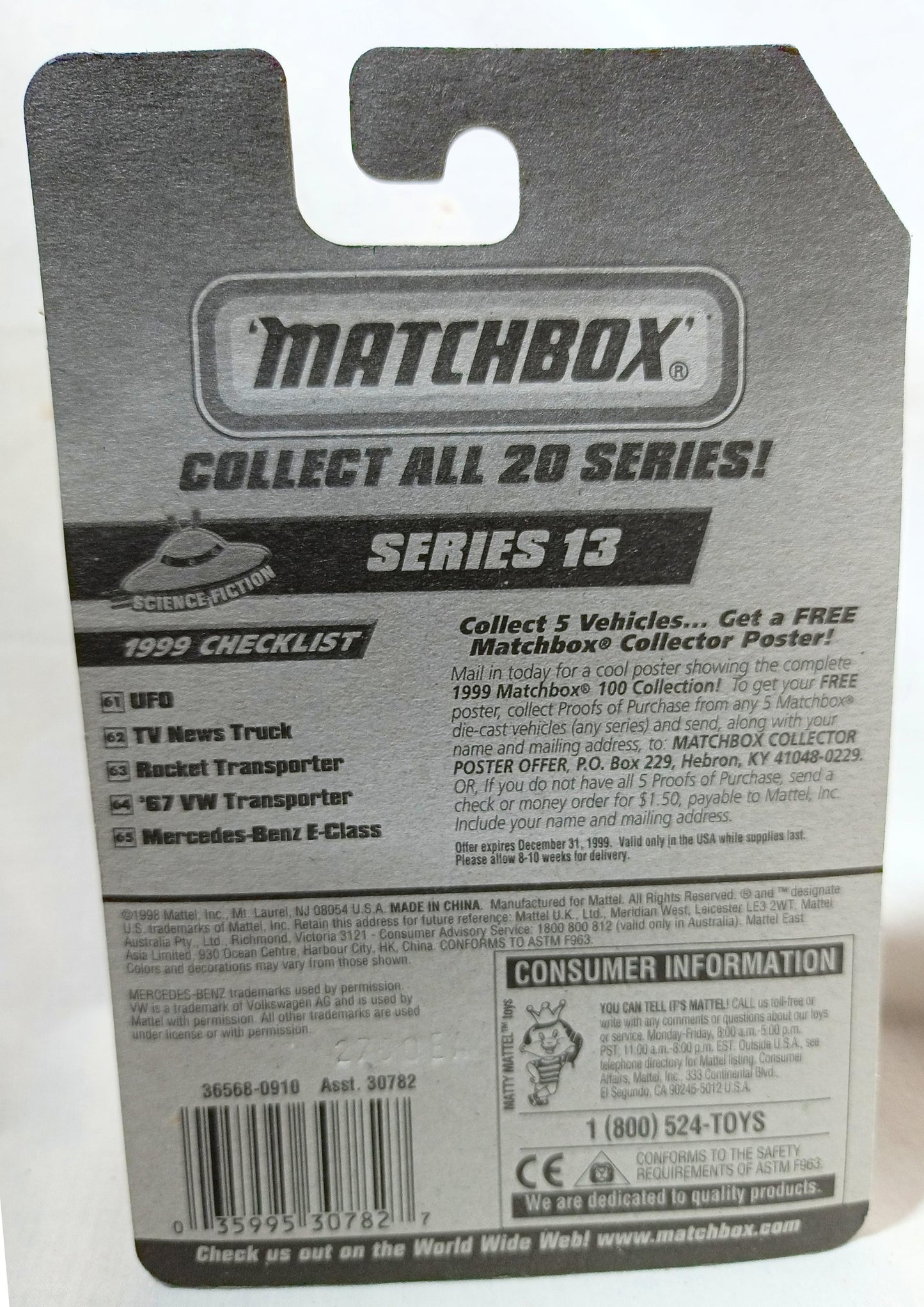 Matchbox #64 '67 VW Transporter Bus Volkswagen Science Fiction 1998 - TulipStuff