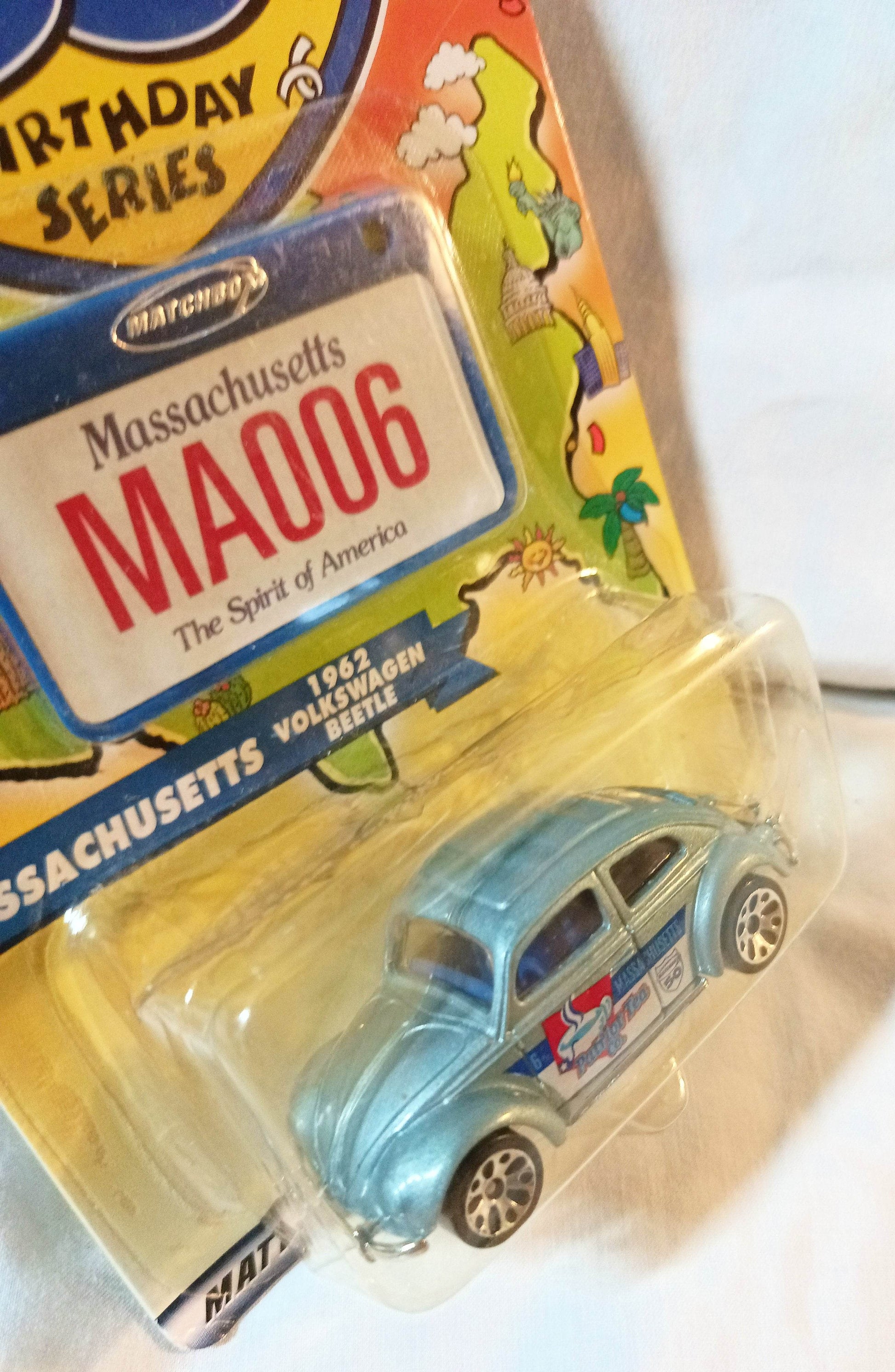 Matchbox Across America 50th Bday Series Massachusetts 1962 VW Beetle - TulipStuff