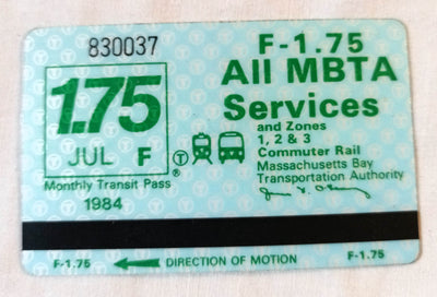 Boston MBTA Rapid Transit Commuter Rail Monthly Pass July 1984 - TulipStuff