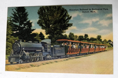 Miniature Railroad Detroit Zoo Michigan Linen Postcard 1940's - TulipStuff