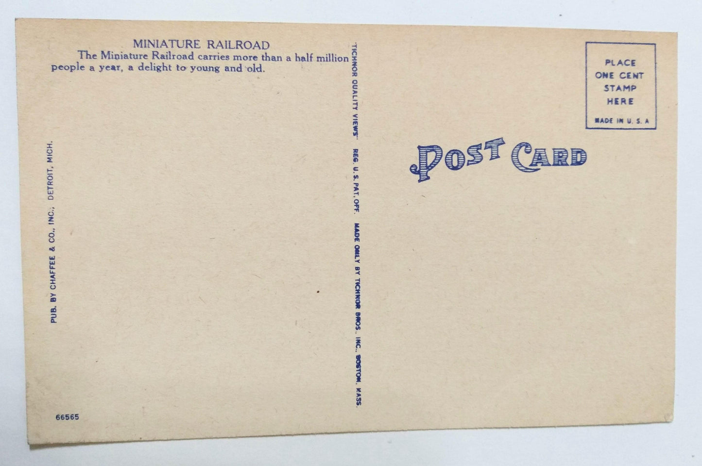 Miniature Railroad Detroit Zoo Michigan Linen Postcard 1940's - TulipStuff
