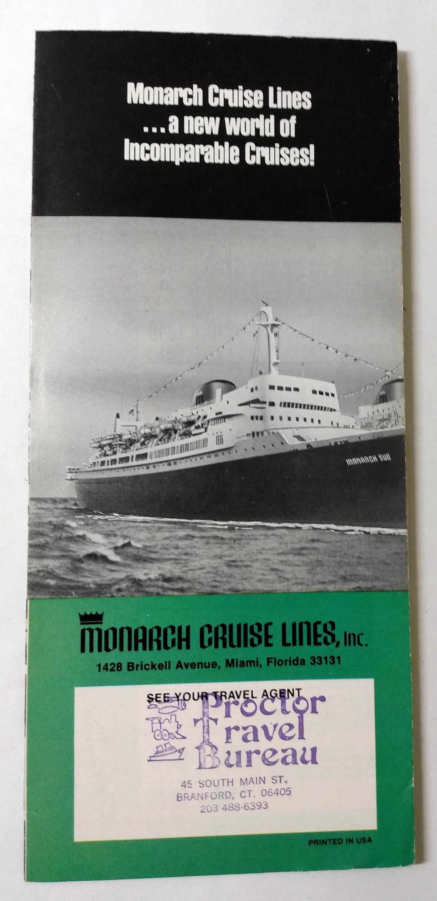 Monarch Cruise Lines 1976-1977 Christmas New Year's Cruises Brochure - TulipStuff