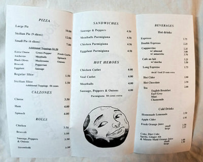 Moon Pie Pizzeria Avenue C E 3rd St LES NYC Takeout Menu Early 2000's - TulipStuff