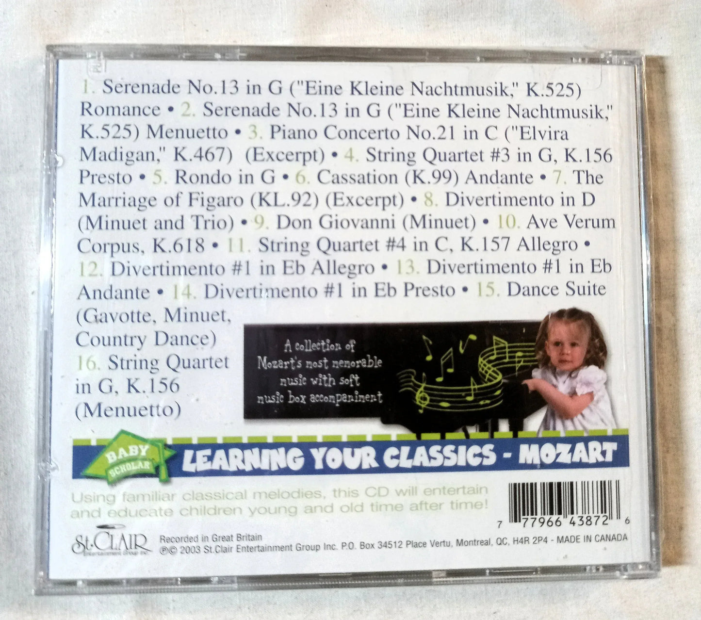 Baby Scholar Learning Your Classics Mozart Album CD 2003 - TulipStuff