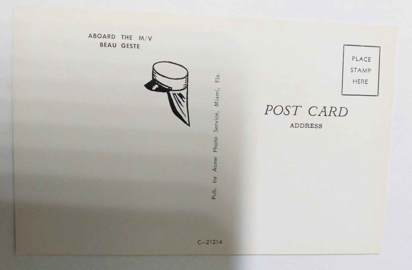 Aboard The M/V Beau Geste Yacht Miami 1960's Postcard - TulipStuff
