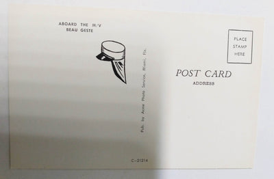 Aboard The M/V Beau Geste Yacht Miami 1960's Postcard - TulipStuff