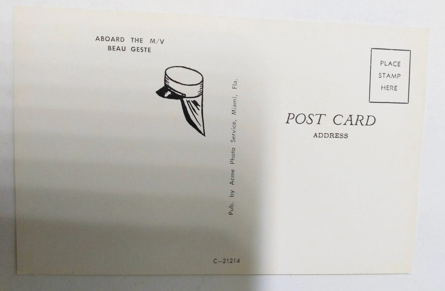 Aboard The M/V Beau Geste Yacht Miami 1960's Postcard - TulipStuff