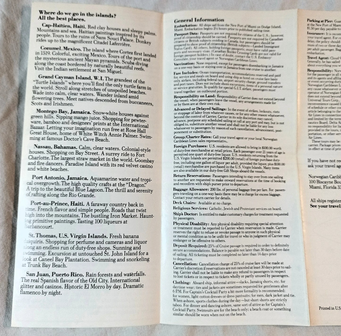 Norwegian Caribbean Lines 1975 Cloud 9 Caribbean Fly Cruises Detroit - TulipStuff