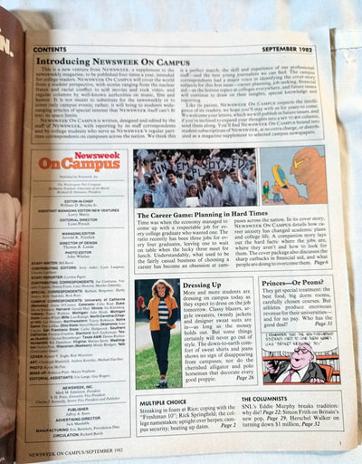 Newsweek On Campus Magazine September 1982 First Issue - TulipStuff