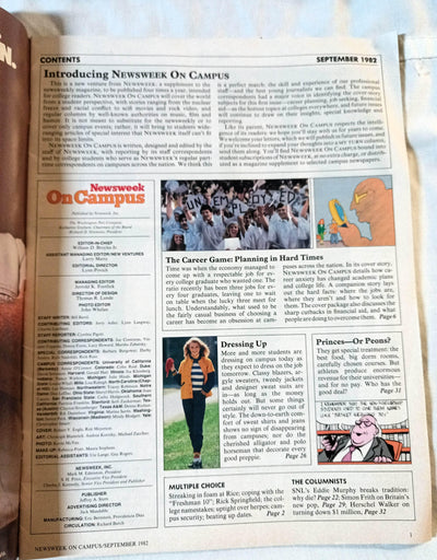 Newsweek On Campus Magazine September 1982 First Issue - TulipStuff