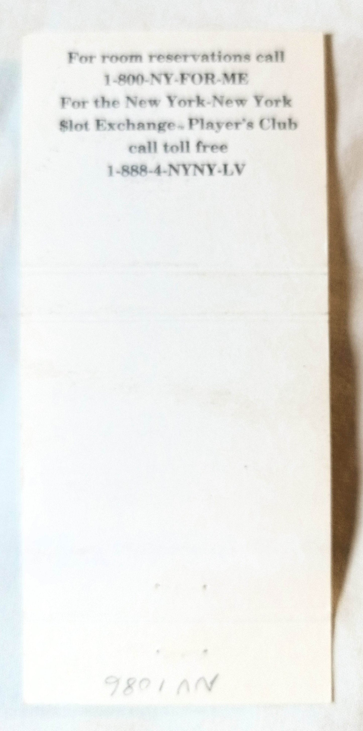 New York New York Hotel Casino Las Vegas Matchbook Cover Early 2000's - TulipStuff