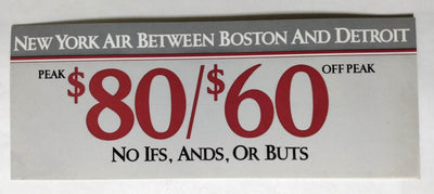 New York Air 1984 Boston Detroit Flight Schedule Airline Ad - TulipStuff